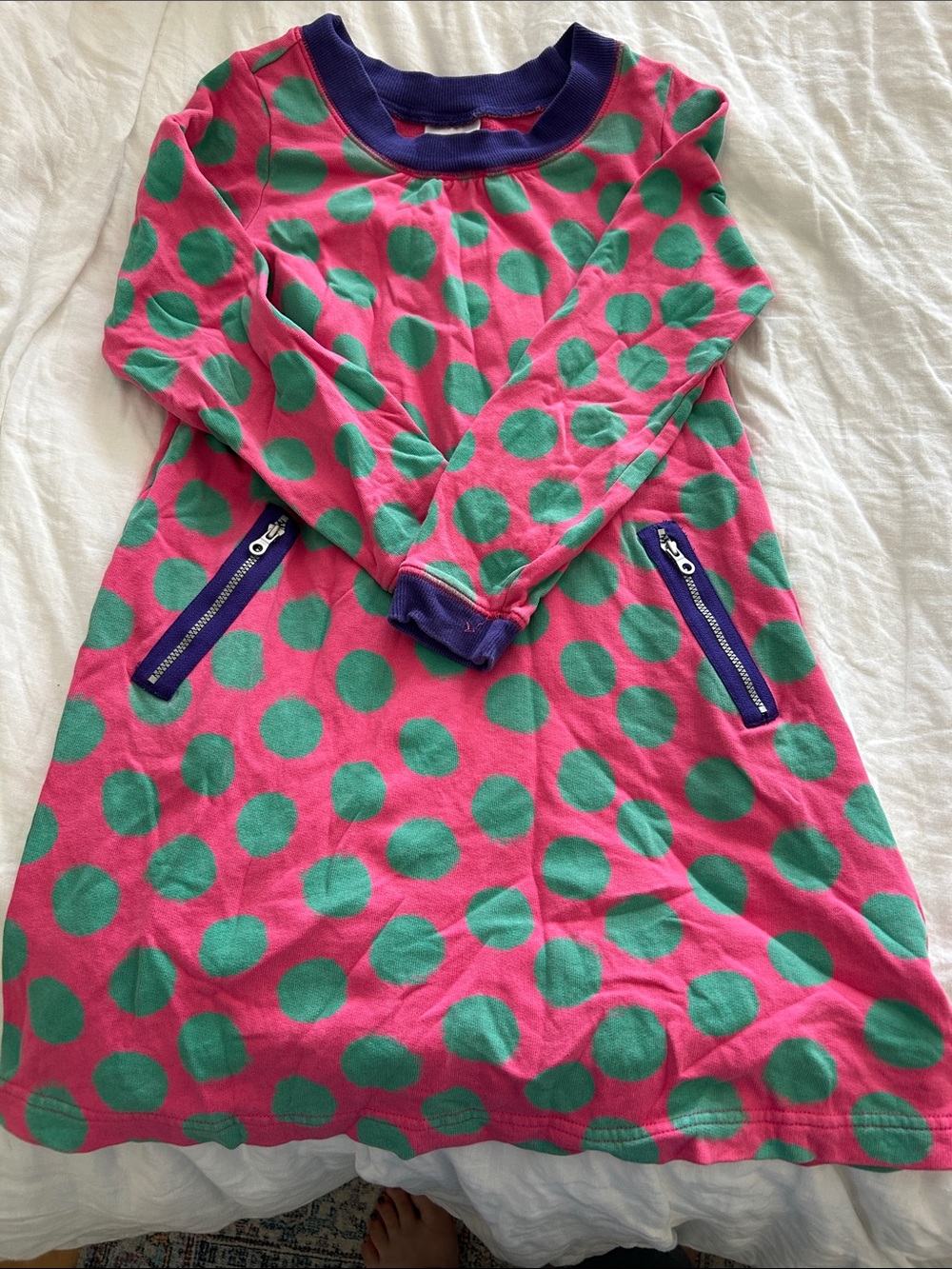 Hanna Anderson Pink and Green Polka Dot Dress